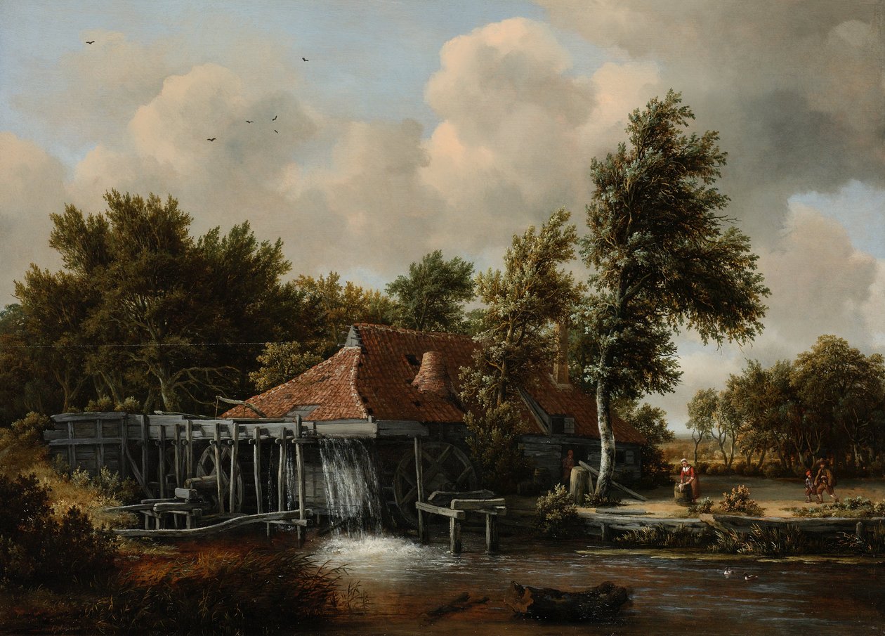 Een watermolen av Meindert Hobbema