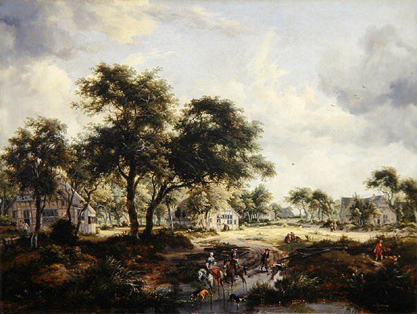 Skogbevuxen landskap av Meindert Hobbema