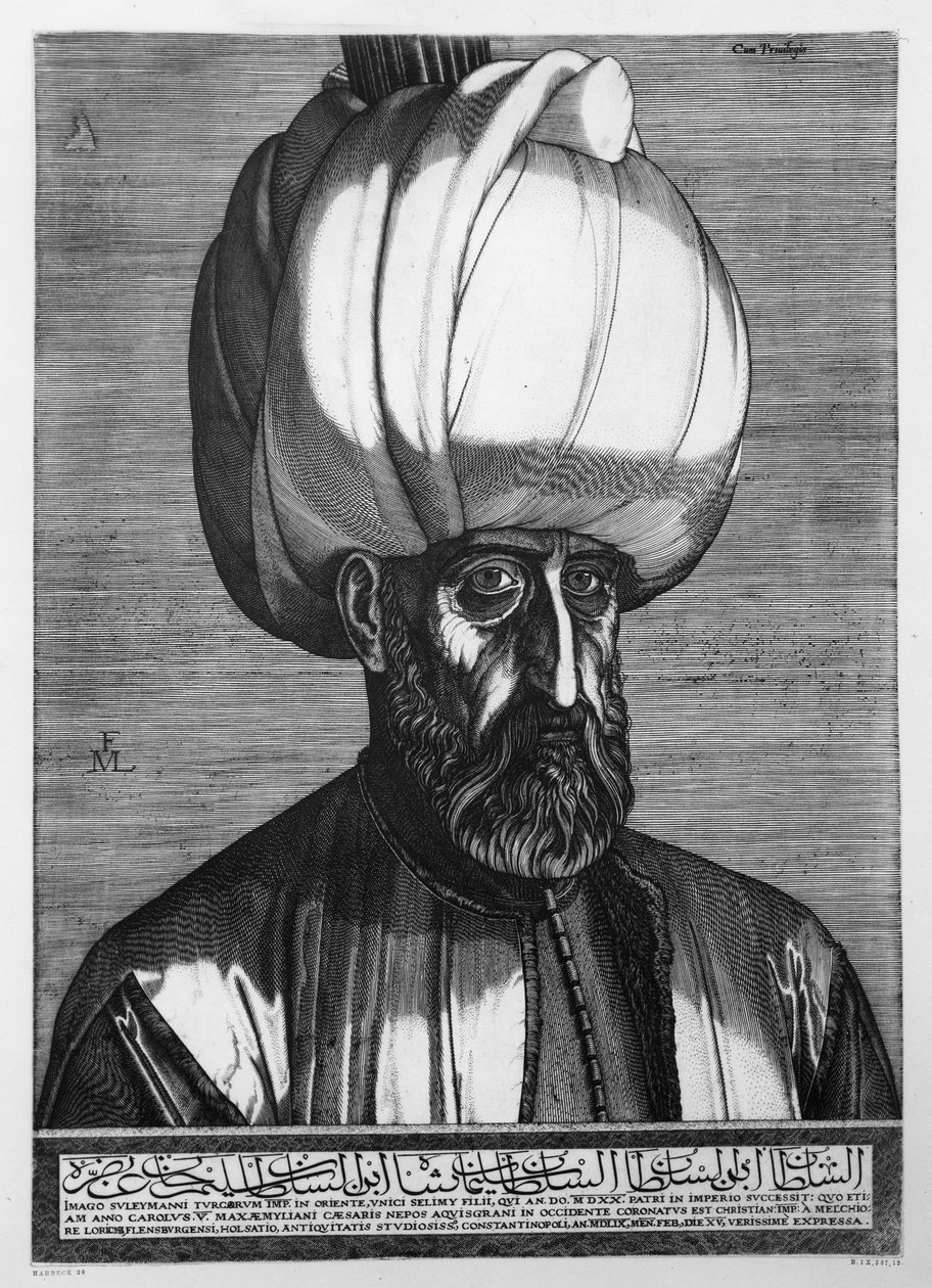 Suleiman den magnifika, graverad i Konstantinopel, 1559 av Melchior Lorck