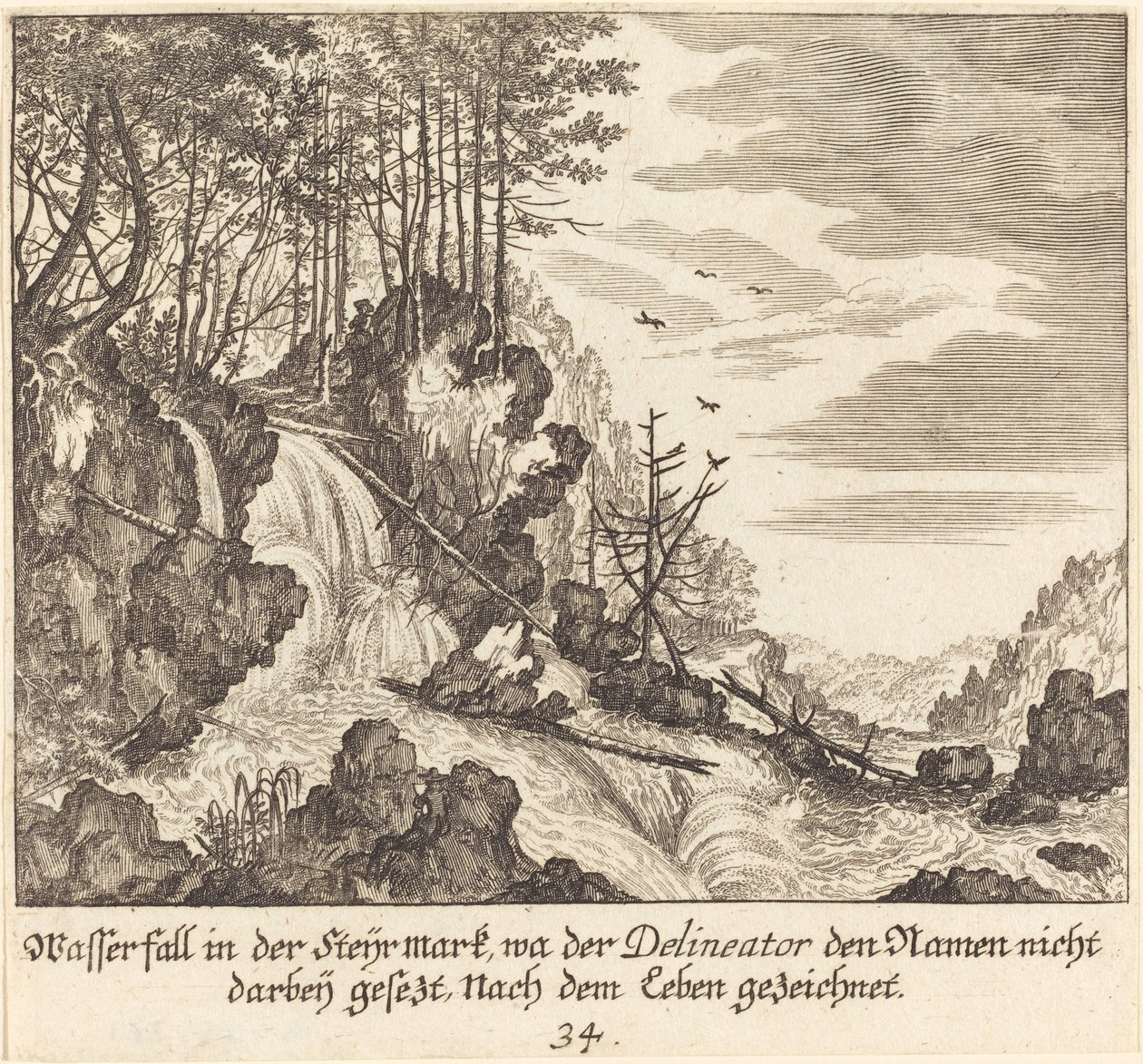 Vattenfall av Melchior Küsel after Johann Wilhelm Baur