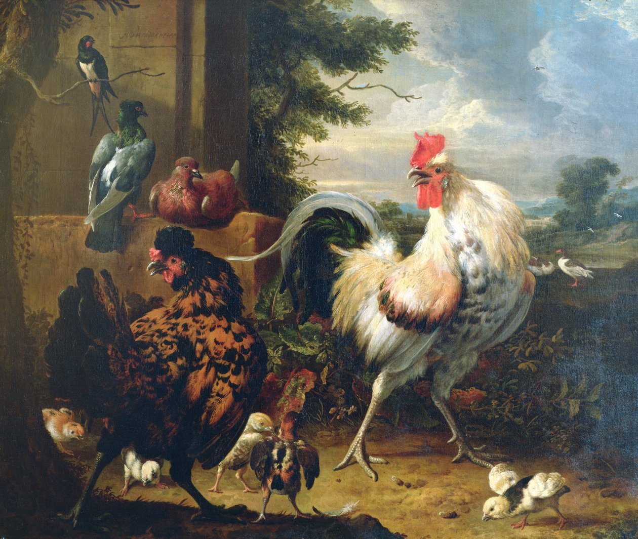 Höns på gården av Melchior de Hondecoeter
