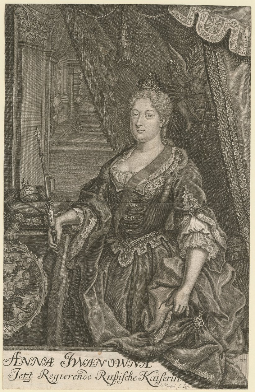Porträtt av kejsarinnan Anna Ioannovna 1693-1740, 1733 av Mentzel