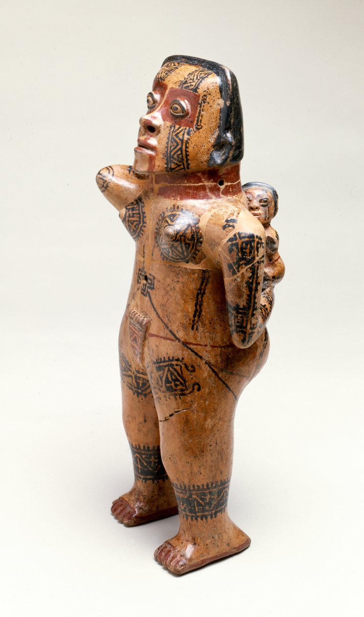 Kvinna med barn, Guanacaste, 500-800 (keramik) av Mesoamerican