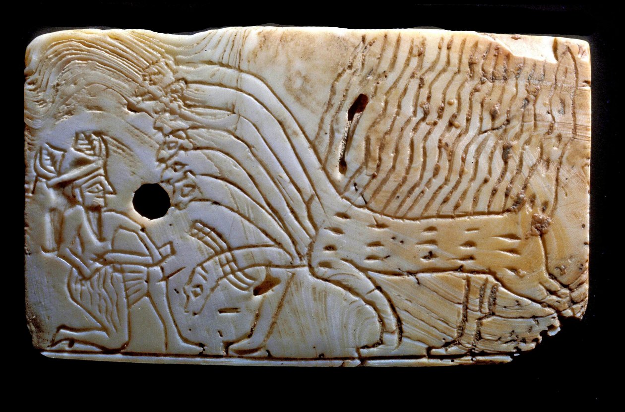 Plack föreställande Ninurta som kämpar med ett monster, c.1450 f.Kr av Mesopotamian
