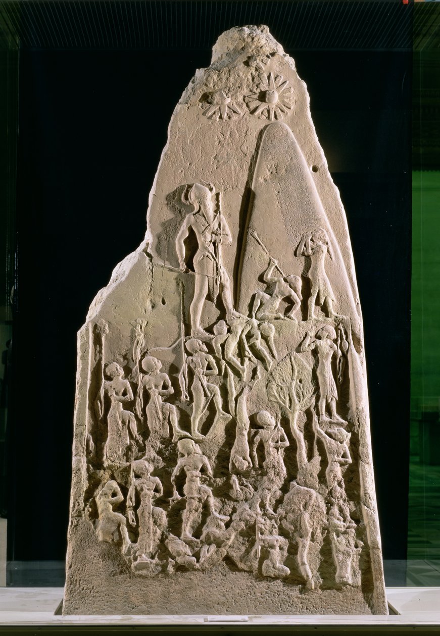 Segerstele av Naram-Sin, kung av Akkad, över bergsboende Lullubi, akkadiska perioden, c.2230 f.Kr. (rosa sandsten) av Mesopotamian