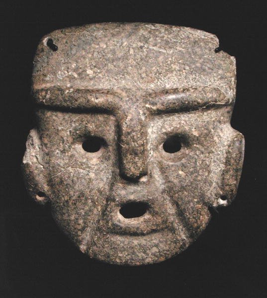 Mask, 300-100 f.Kr. (grönsten) av Mezcala Mezcala