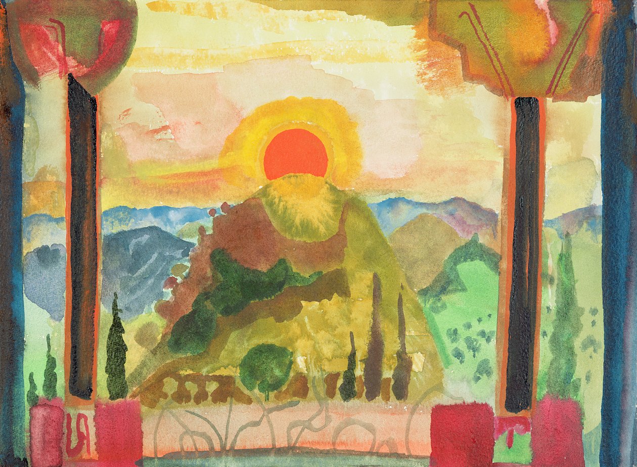 Sundown Over Abruzzi, ca 1980-89 (wc på papper) av Michael Chase