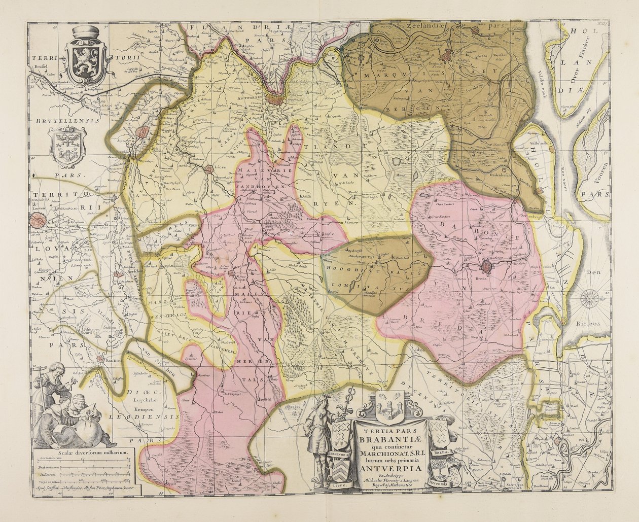 Tertia pars Brabantiae : qua continetur Marchionat. SRI horum urbs primaria Antuerpia / ex archetypo Michaelis Florenty a Langren  av Michael Floris van Langren