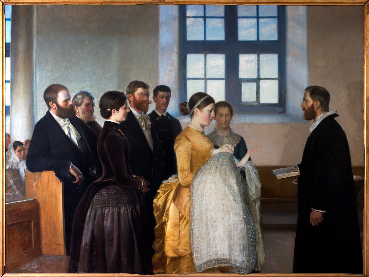  En BarnedabA Baptism   av Michael Peter Ancher