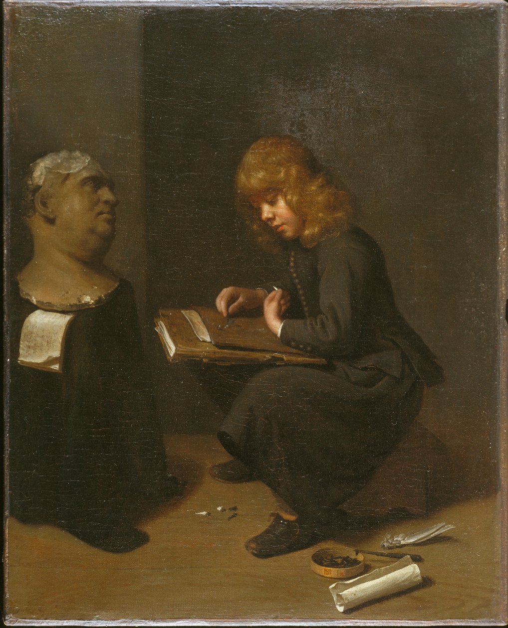 Pojketeckning före bysten av en romersk kejsare, c.1661 av Michael Sweerts