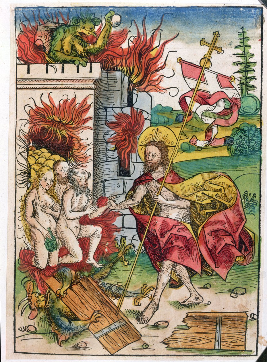 Kristus i limbo, 1491 (träsnitt i färg) av Michael Wolgemut