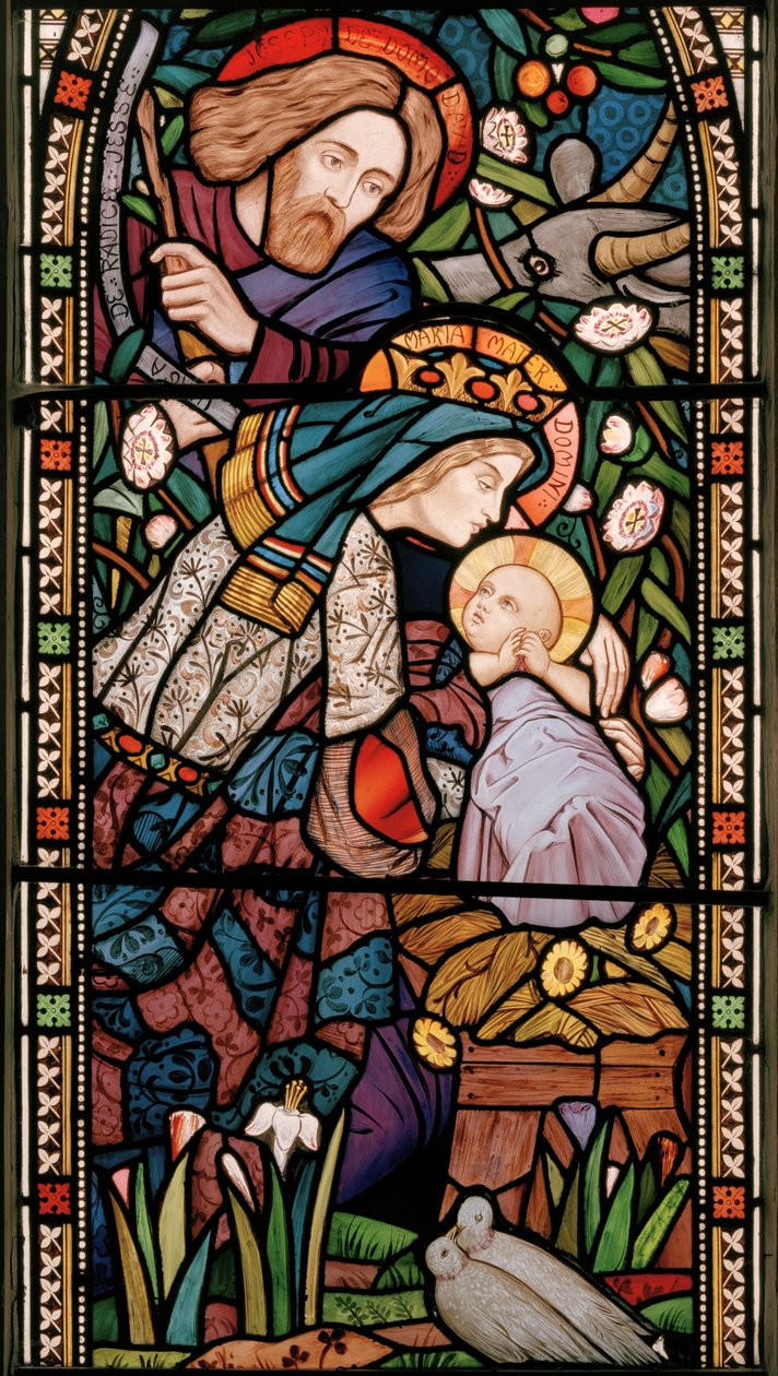 Nativity, ca 1860 (målat glas) av Michael Frederick Halliday
