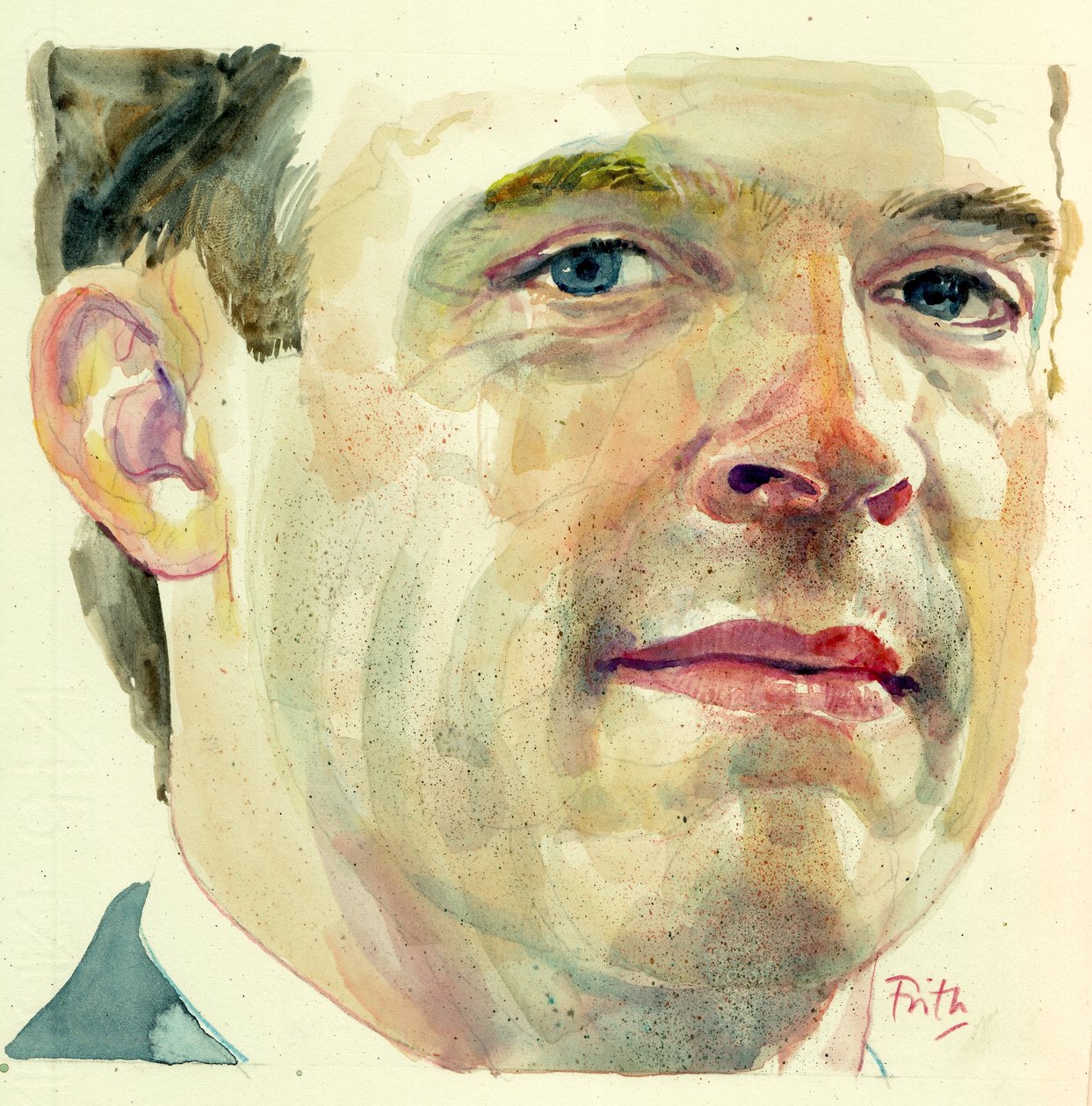 Dominic Raab (akvarell) av Michael Frith
