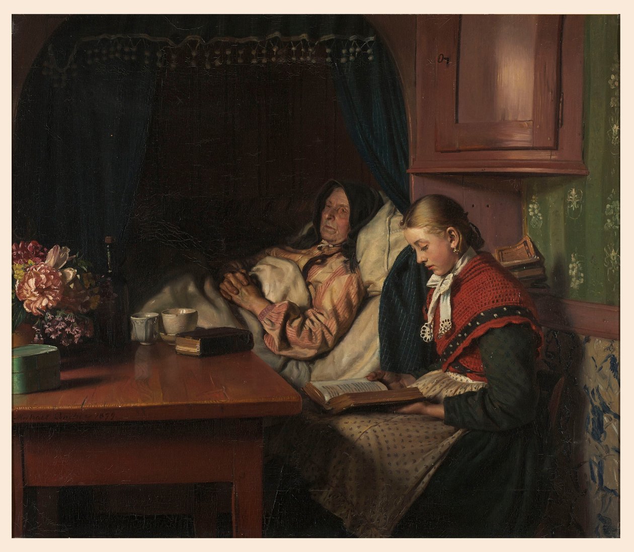 Vid mormors sjuksäng av Michael Peter Ancher