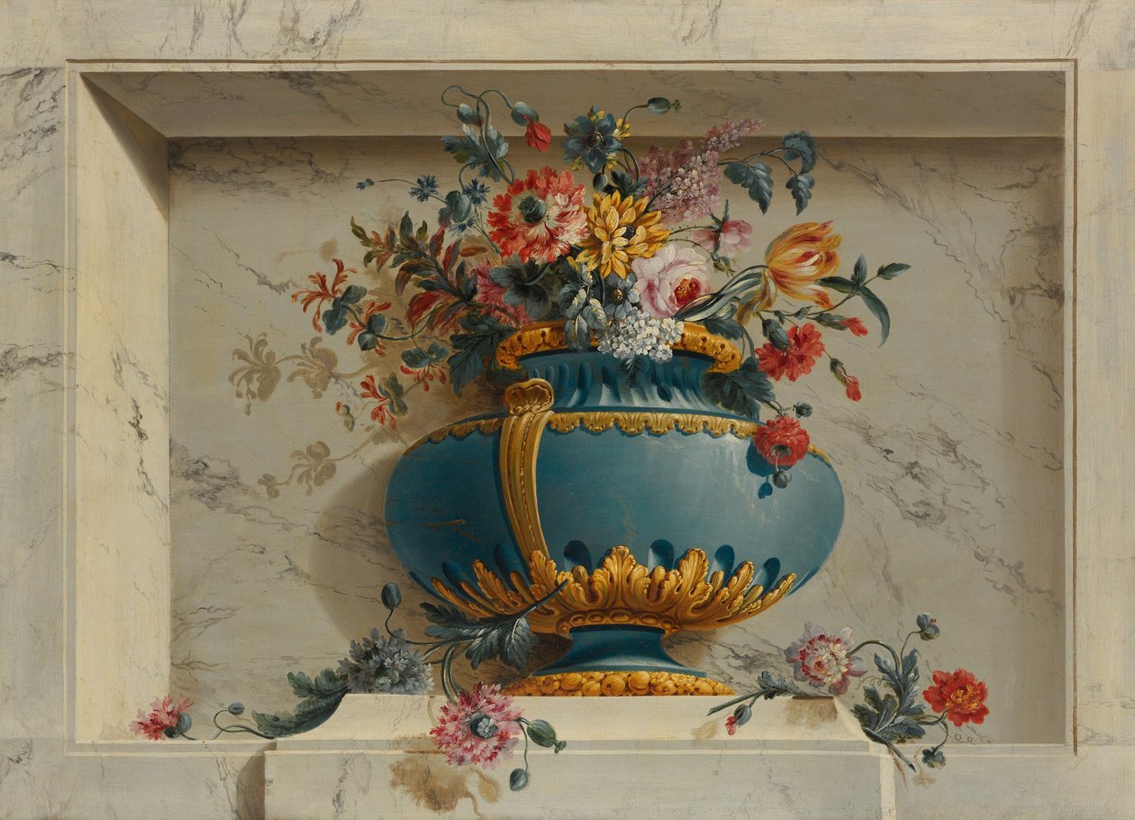 Vas med blommor i en nisch, c.1763-79 av Michel Bruno Bellenge