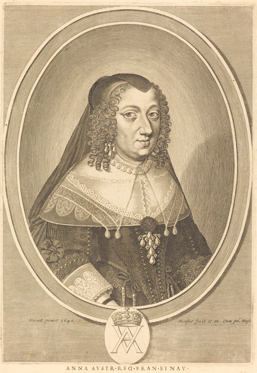 Anne av Österrike av Michel Lasne after Jean Nocret