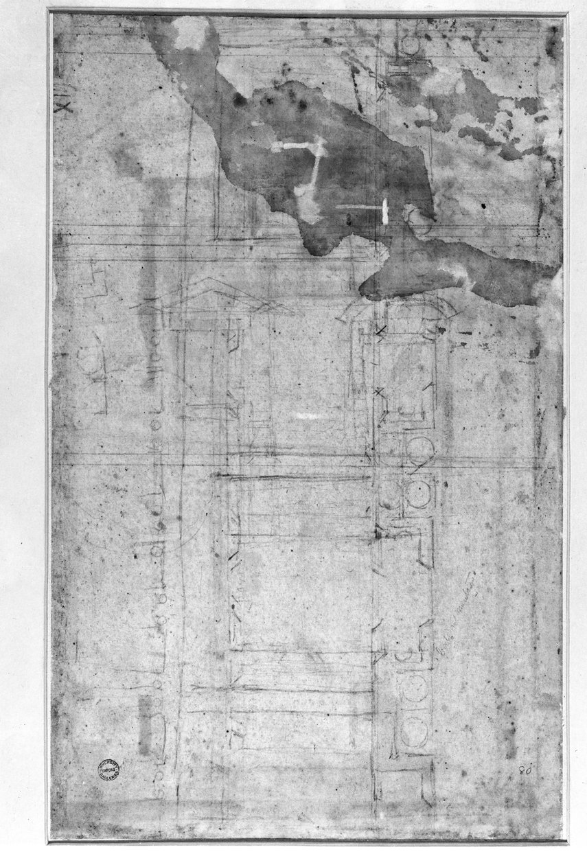 Architectural Studies, c.1538-50 (krita på papper) av Michelangelo Buonarroti