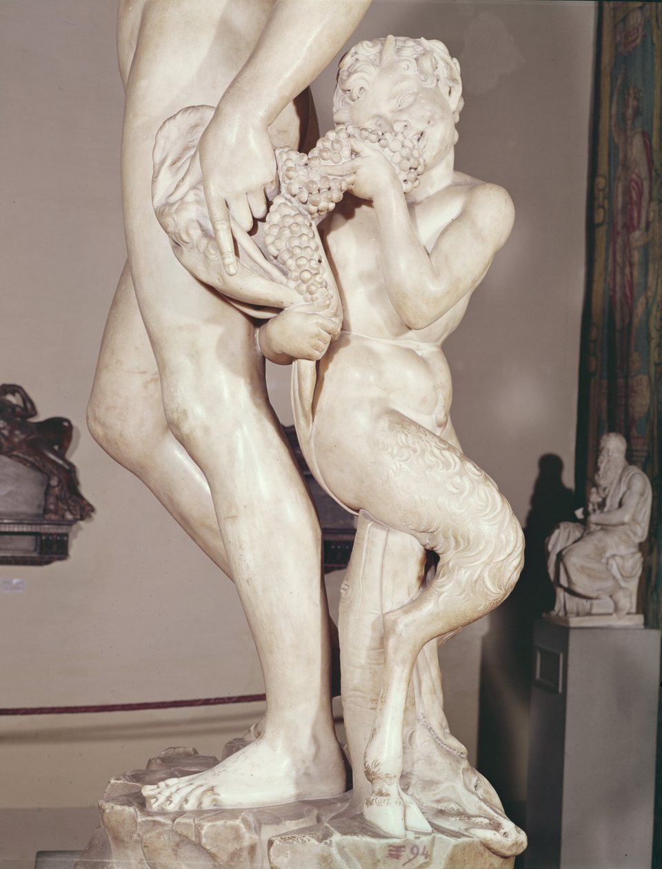 Bacchus med en ung faun detalj av den unga faunen, 1496-7 marmor av Michelangelo Buonarroti