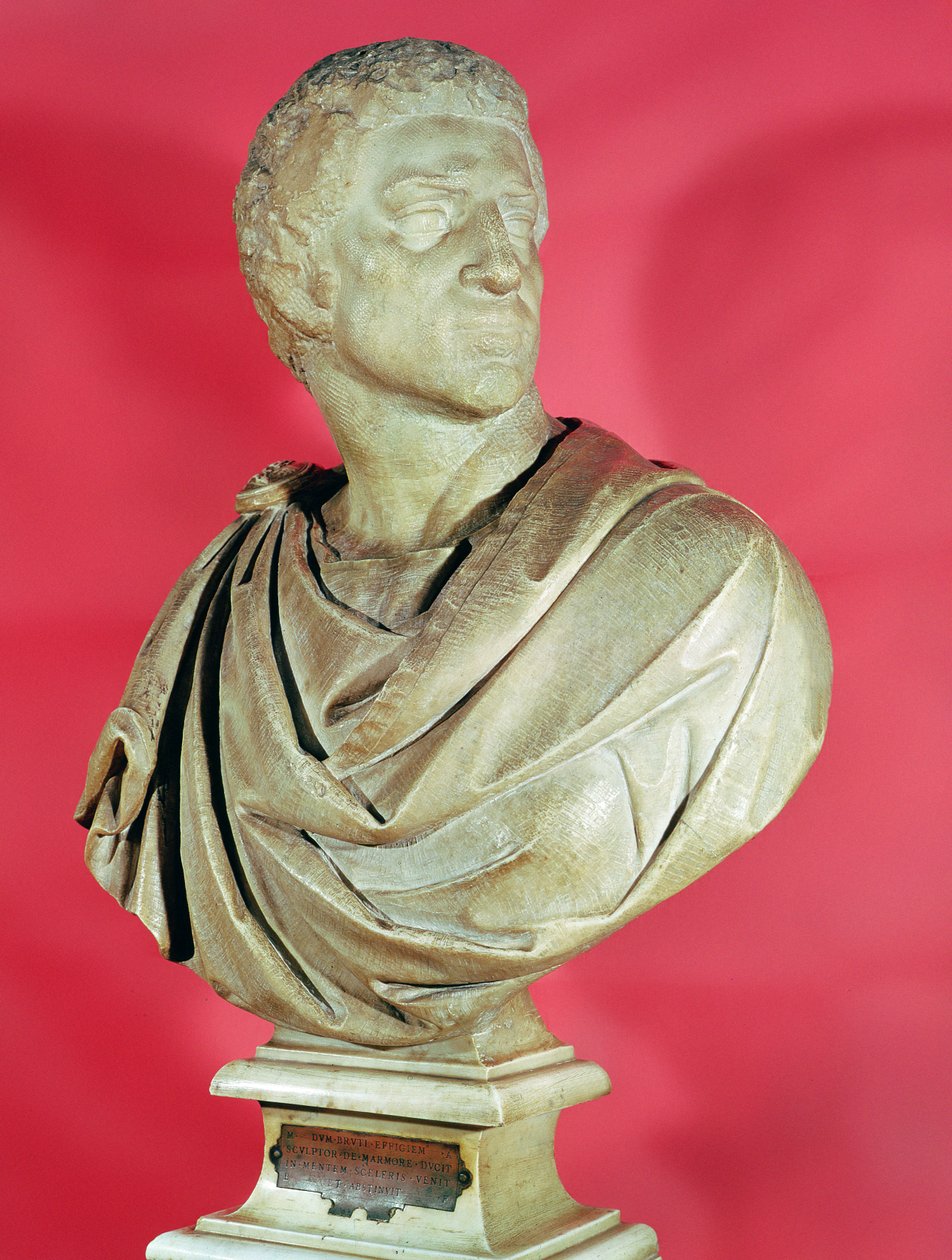 Byst av Brutus (85-42 f.Kr.) c.1540 (marmor) av Michelangelo Buonarroti