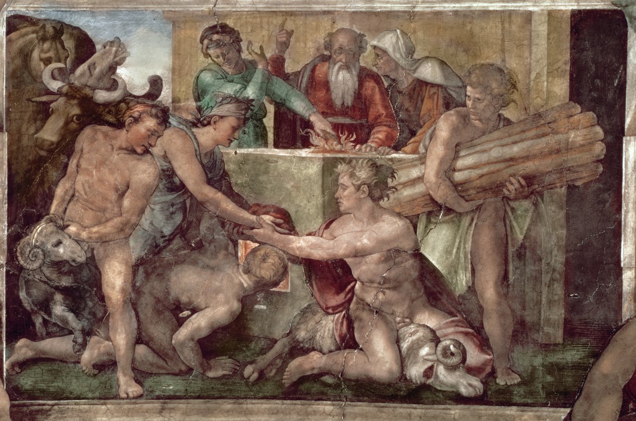 Sixtinska kapellets tak (1508-12): The Sacrifice of Noah (för restaurering) (se även 57568 och 167695) av Michelangelo Buonarroti
