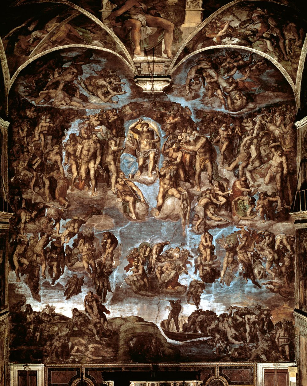 Sixtinska kapellet: The Last Judgement, 1538-41 (för restaurering) av Michelangelo Buonarroti