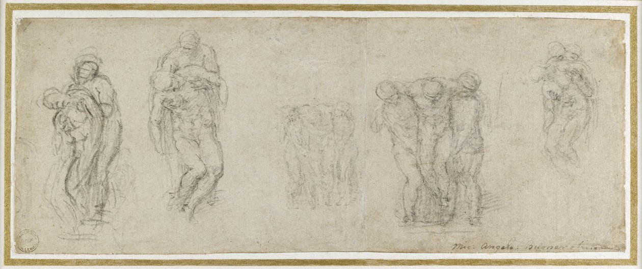 Studier för Pieta Rondanini, ca 1552 (krita på papper) av Michelangelo Buonarroti