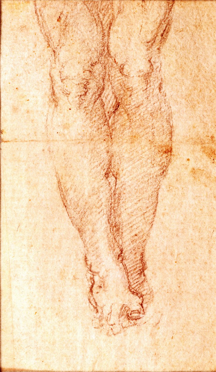 Studera för en korsfästelse (svart krita på papper) av Michelangelo Buonarroti
