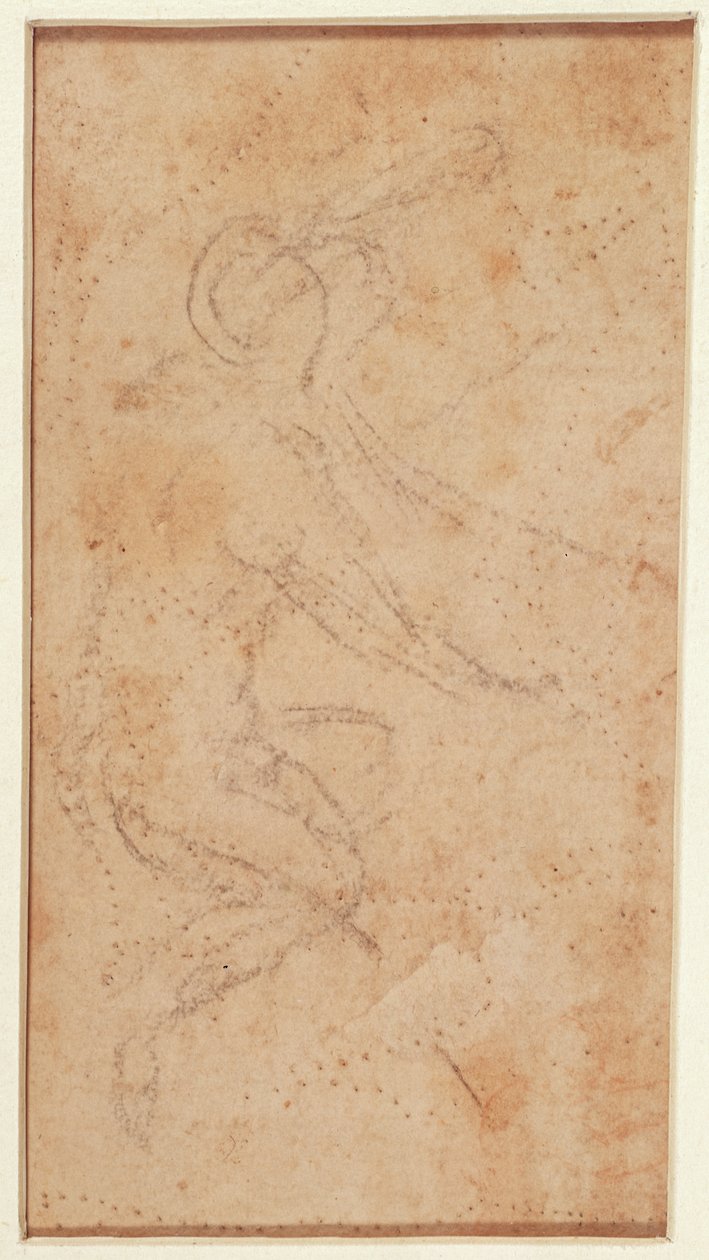 Studie av en figur med slagmärken (svart krita på papper) (verso) av Michelangelo Buonarroti