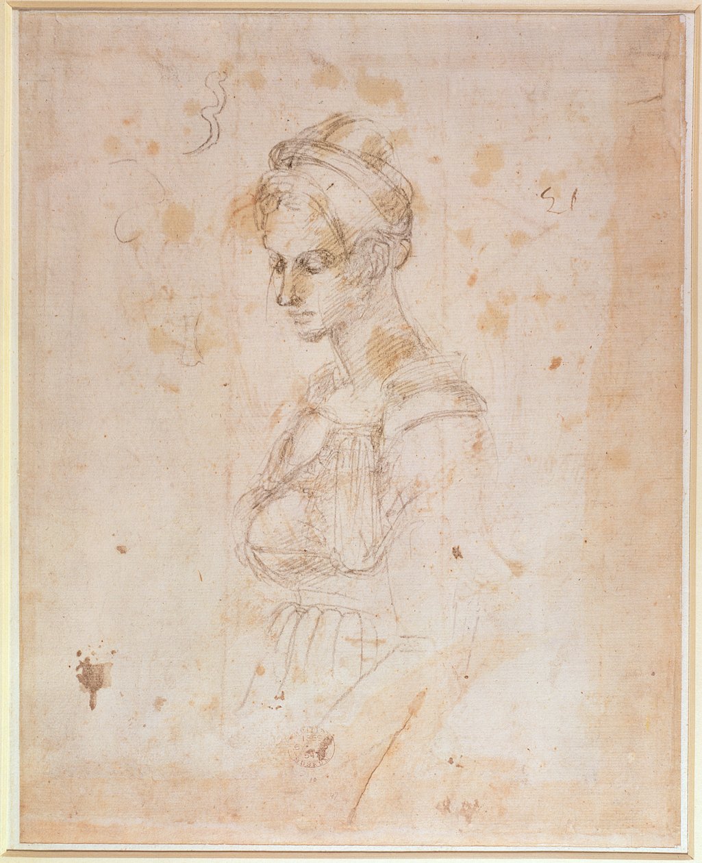 W.41 Skiss av en kvinna av Michelangelo Buonarroti
