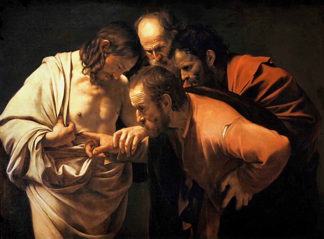 The Incredulity of St Thomas, 1602-03 av Michelangelo Merisi Caravaggio