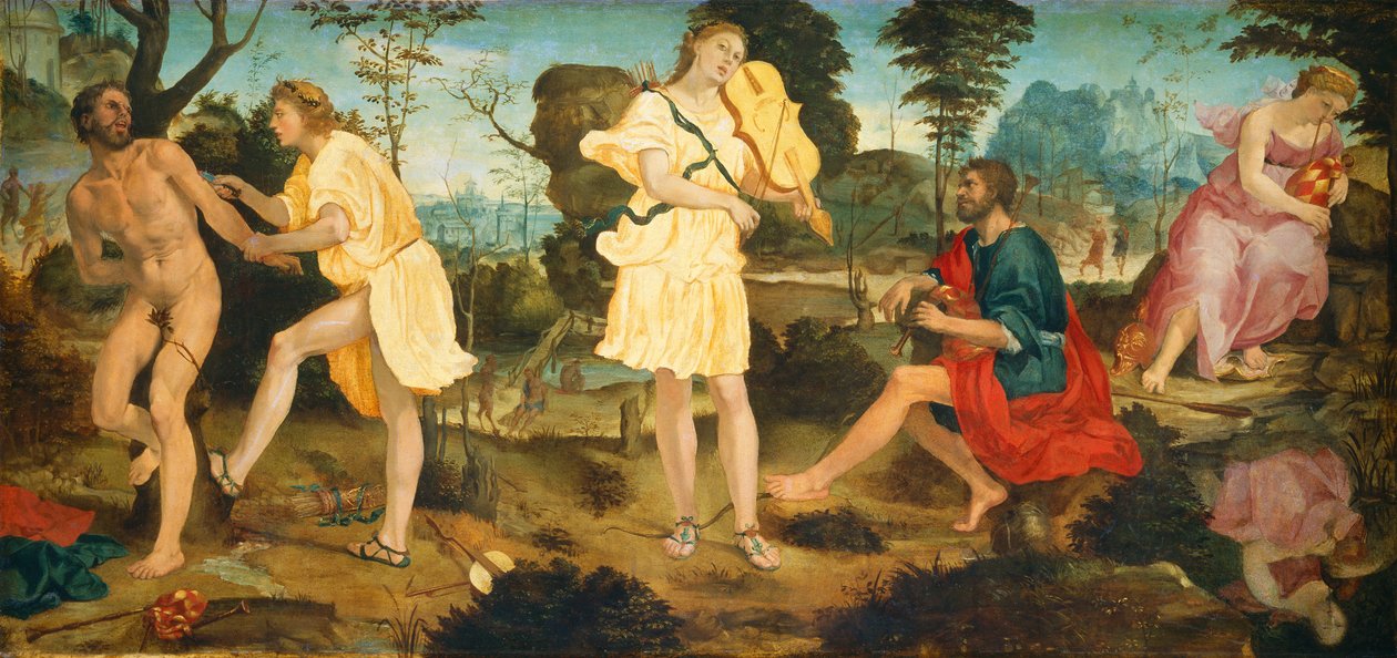 Apollo och Marsyas. av Michelangelo Anselmi