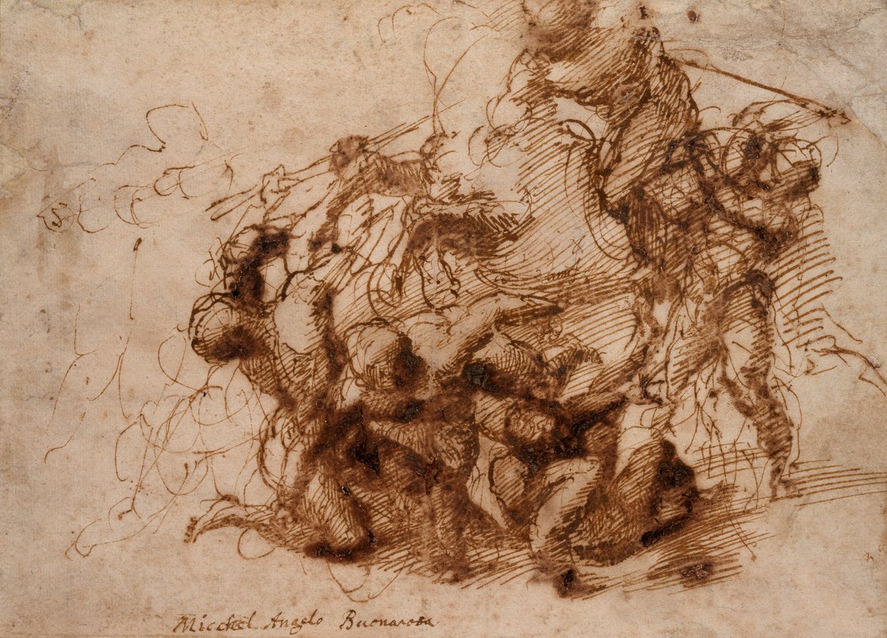 En stridsplats, tidigt 1500-tal. av Michelangelo Buonarroti