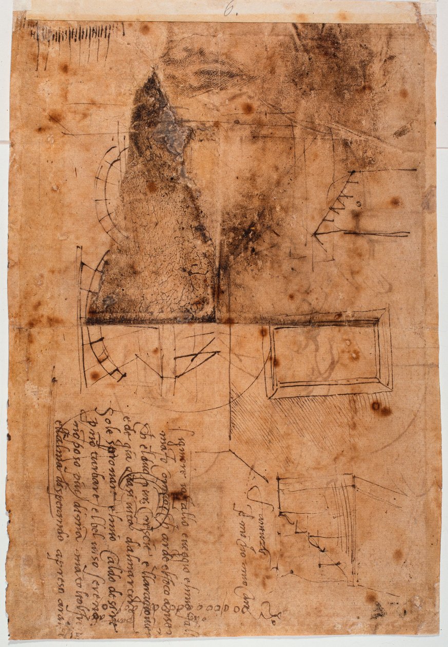 Autografa arkitektoniska studier och poetiska fragment av Michelangelo Buonarroti
