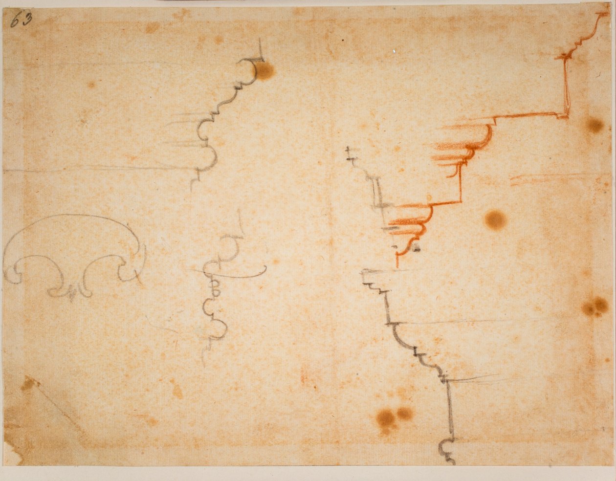 Arkitektoniska profiler, 1500-talet (teckning) av Michelangelo Buonarroti