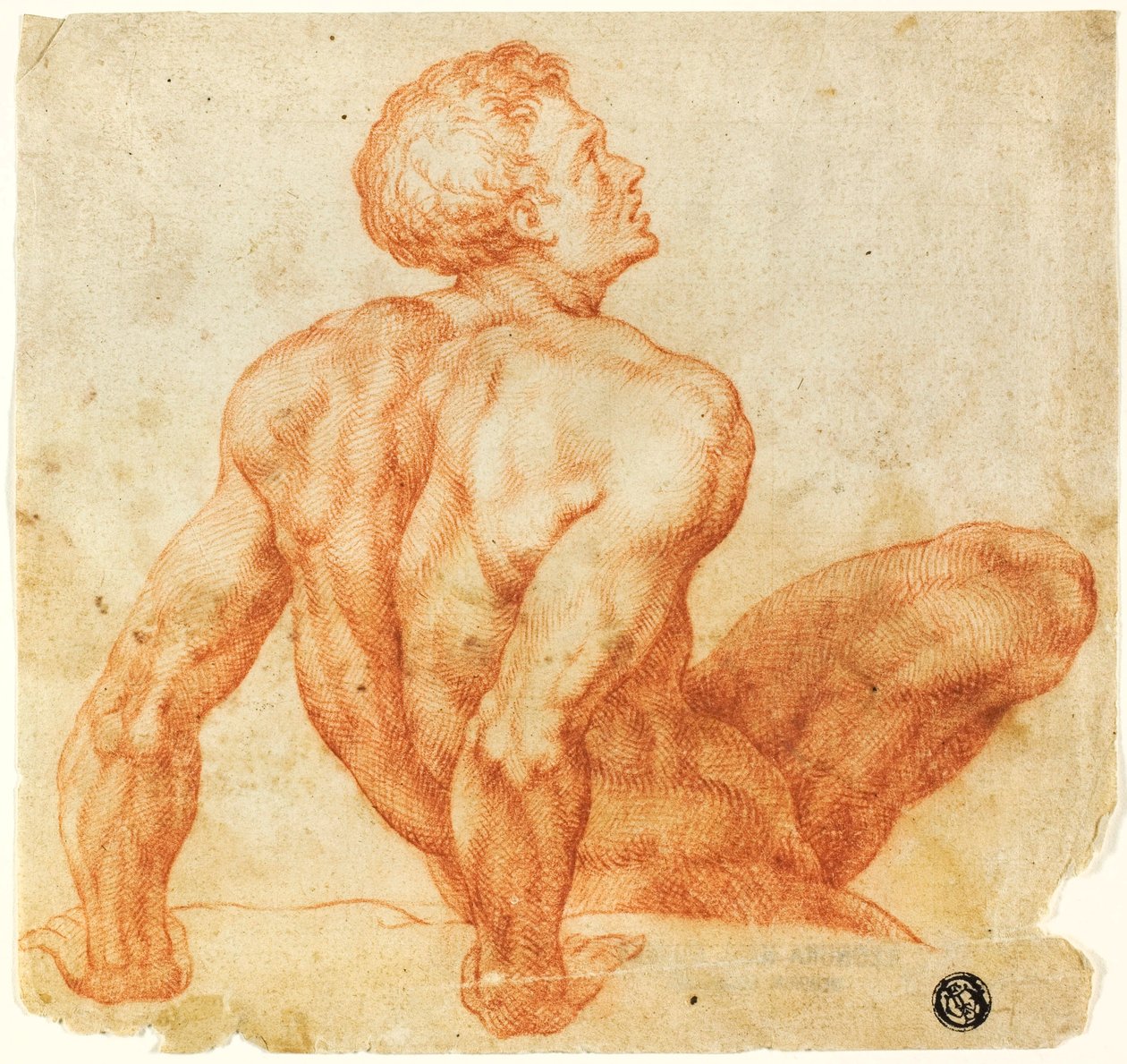 Sittande naken man av Michelangelo Buonarroti