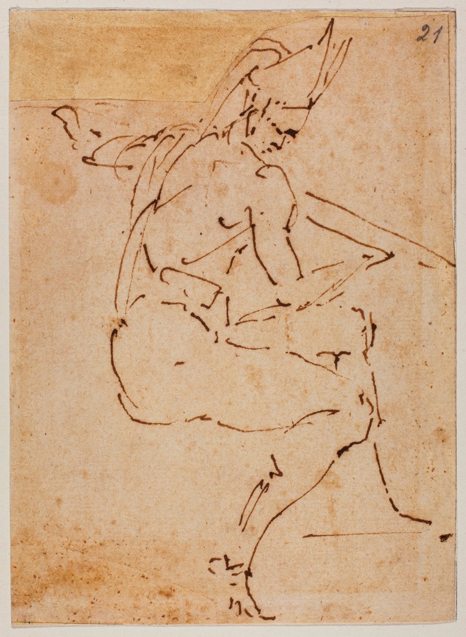 Studie till en sittande figur av Michelangelo Buonarroti