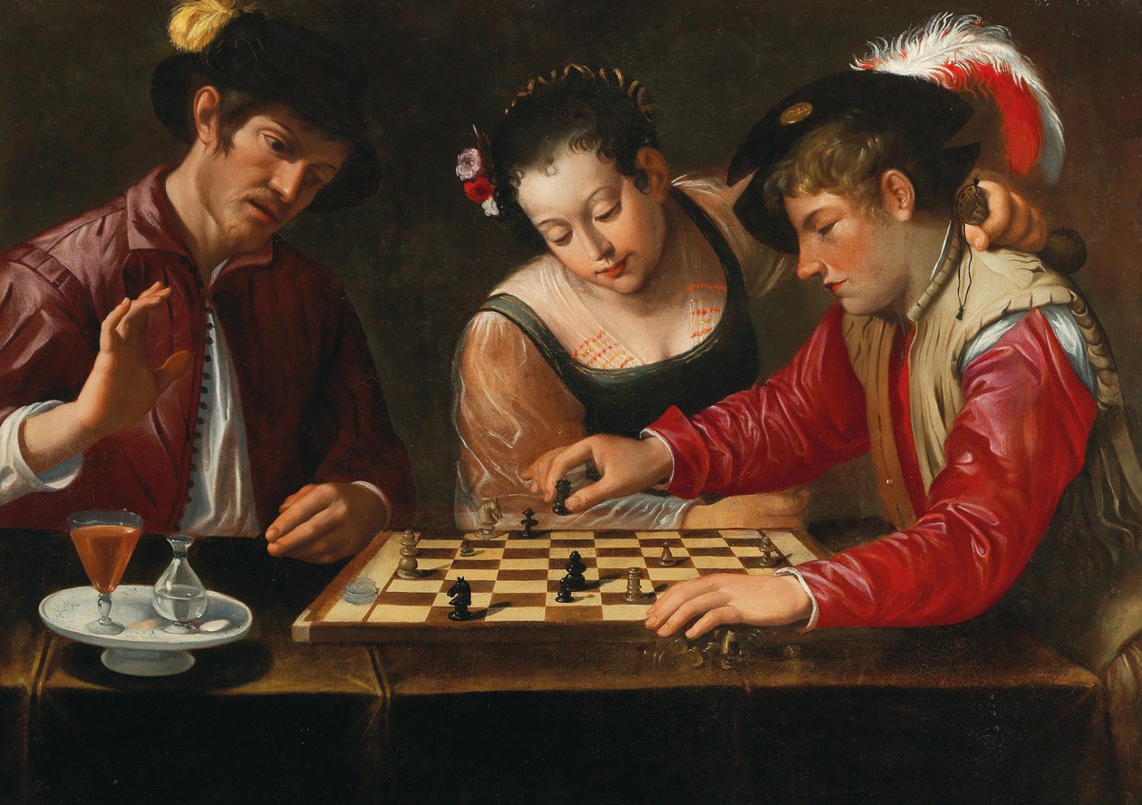 Schackspelare, 1600-talet. av Michelangelo, Caravaggio