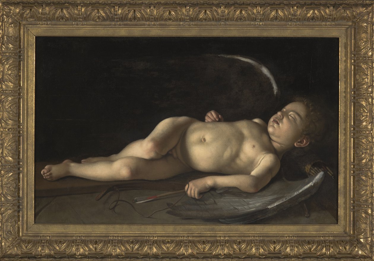 Sleeping Cupid (olja på duk) av Michelangelo Merisi da Caravaggio