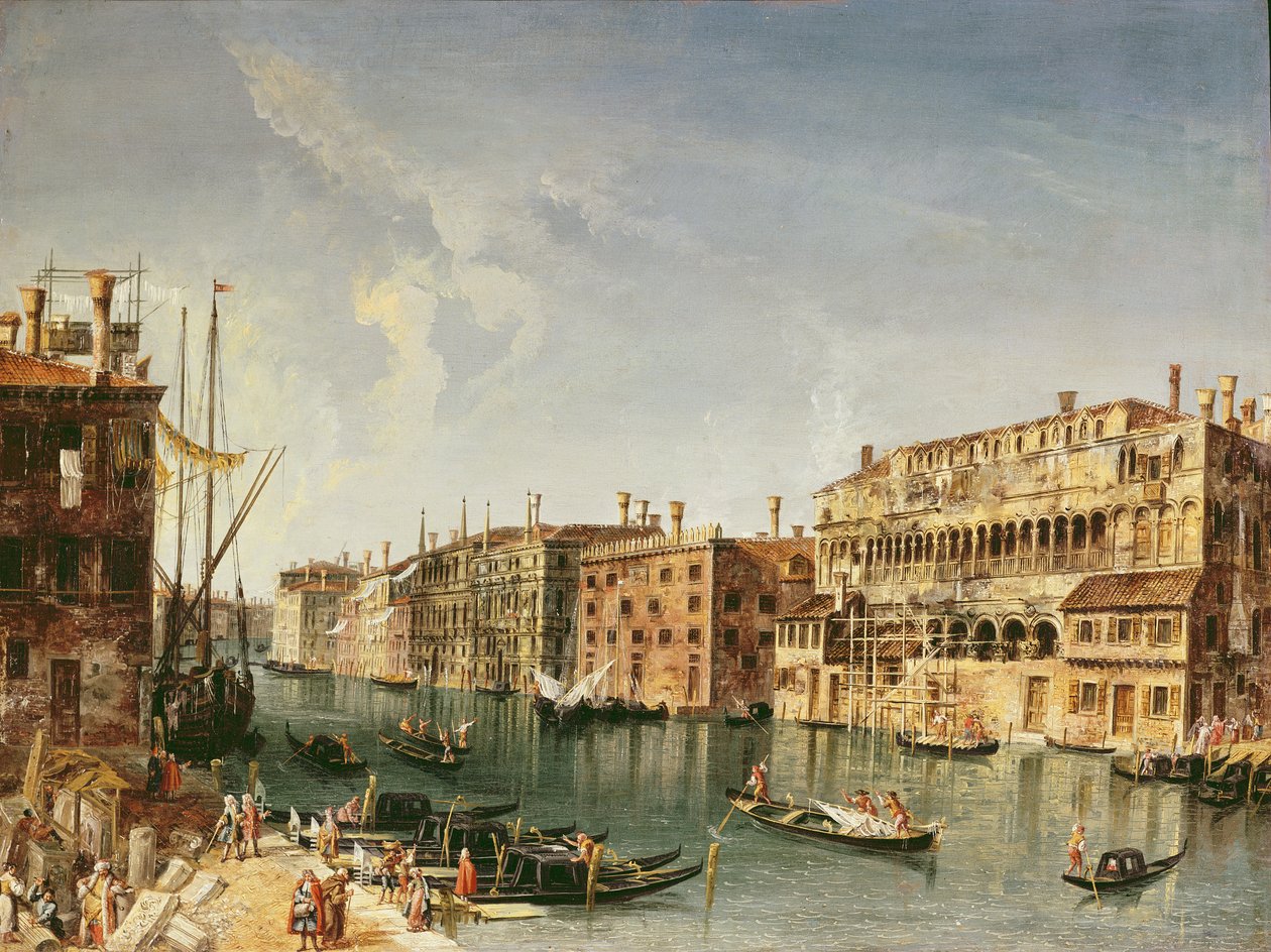 Venedig, Canal Grande och Fondaco dei Turchi av Michele Marieschi