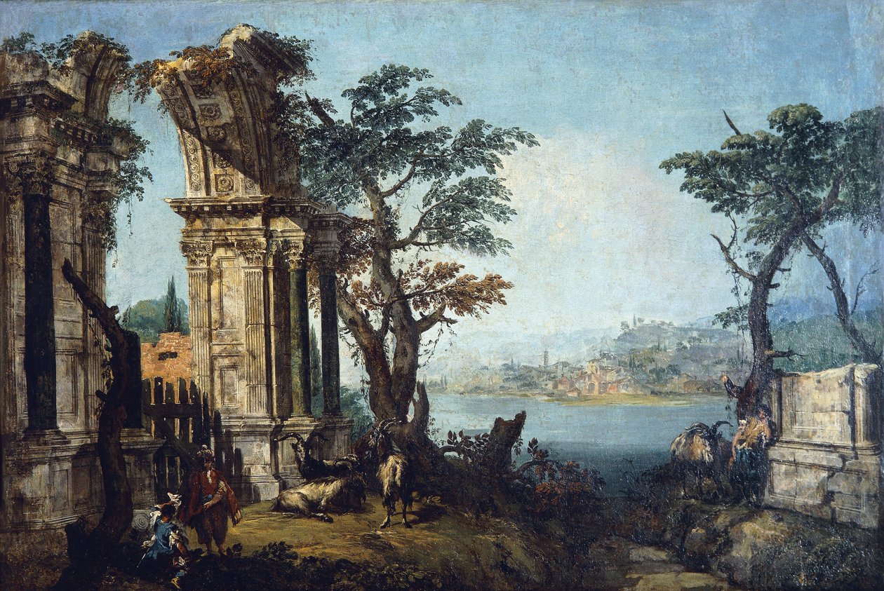 Capriccio med klassisk valv och getter av Michele Marieschi