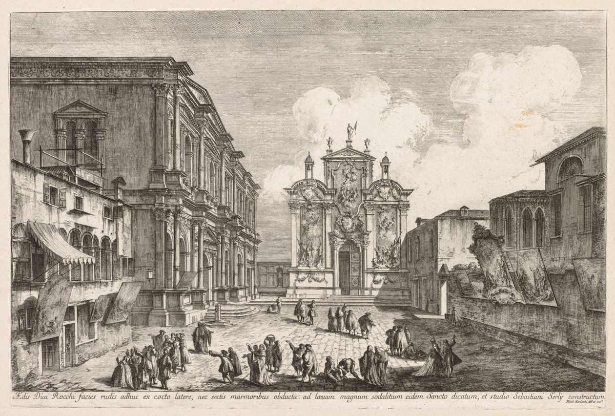 Utsikt över Venedig: Campo S. Rocco, 1741. av Michele Marieschi
