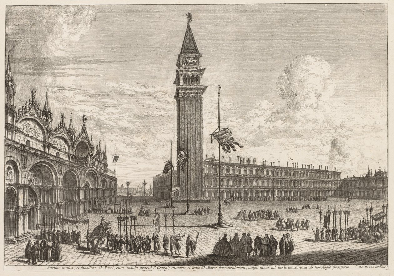 Utsikt över Venedig: Piazza och Piazzetta av Michele Marieschi