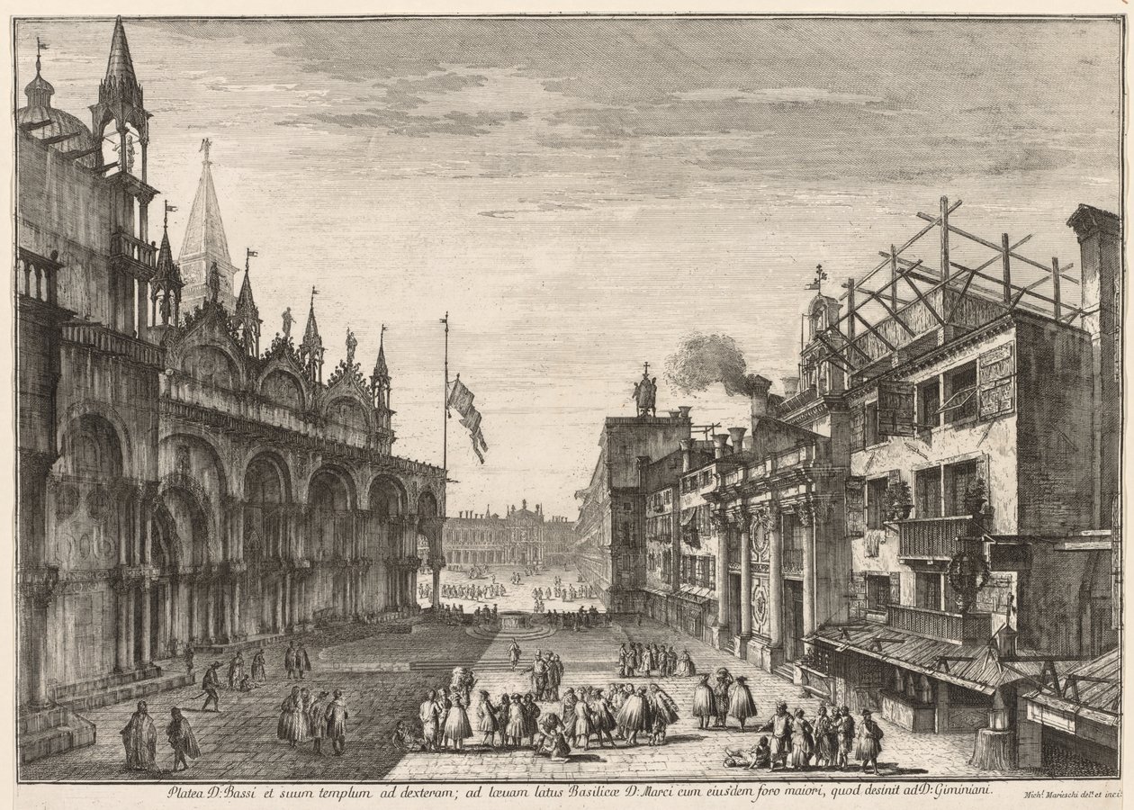 Utsikt över Venedig: Piazzetta San Basso av Michele Marieschi