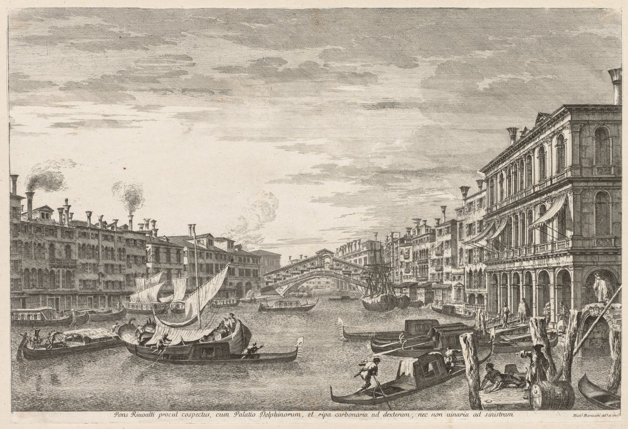 Utsikt över Venedig: Rialto av Michele Marieschi