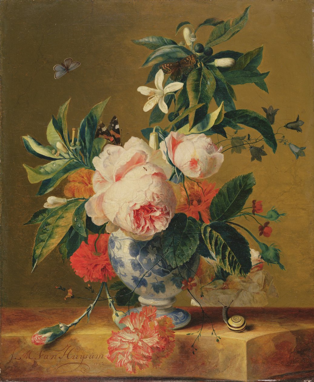 En vas med blommor, 1729 av Michiel Van Huysum