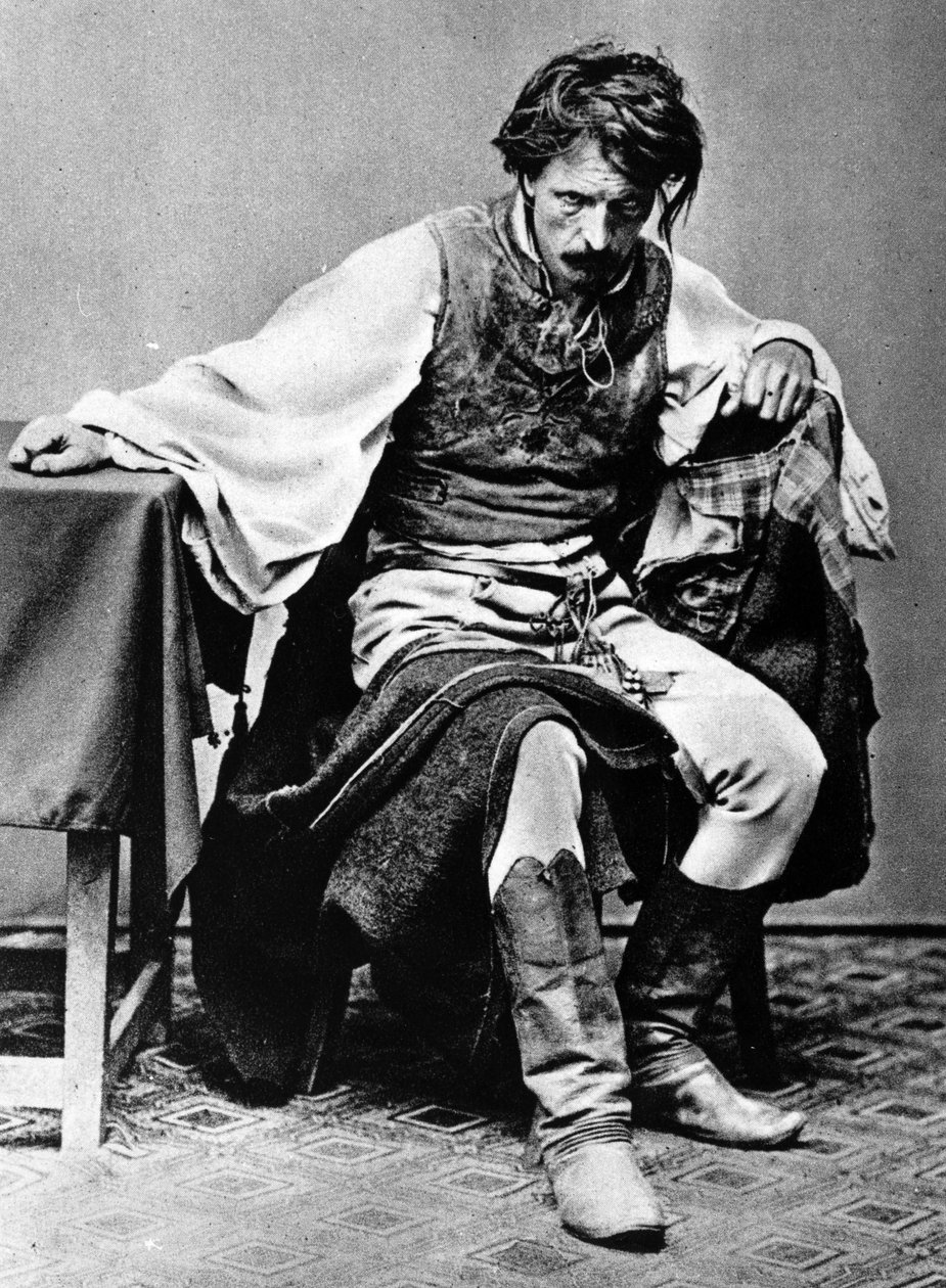 Fotografisk studie till målningen "The Last Day of a Condemned Man", ca 1869 av Mihály Munkácsy