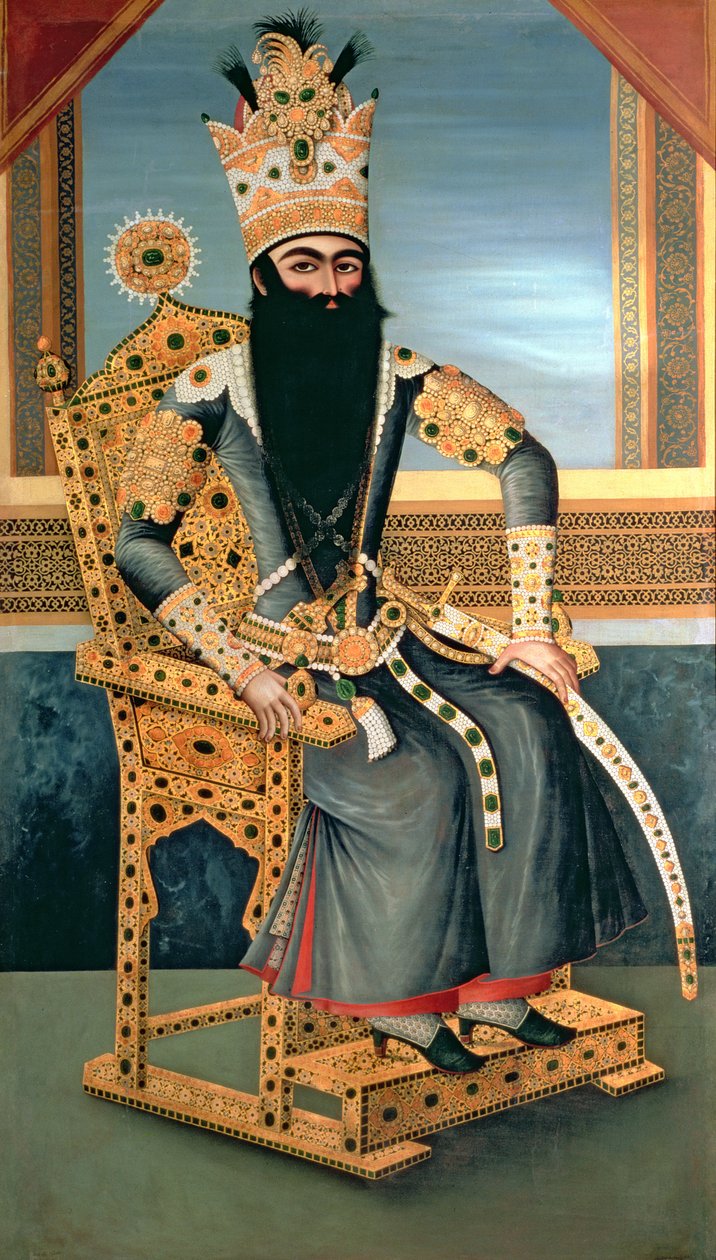 Porträtt av Fath Ali Shah (1762-1834) c.1805 av MihrAli MihrAli