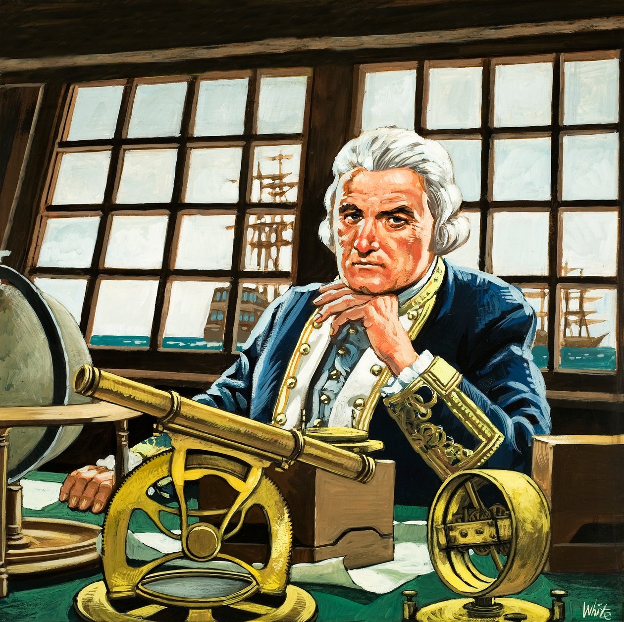 James Cook i sin hytt av Mike (20th century) White