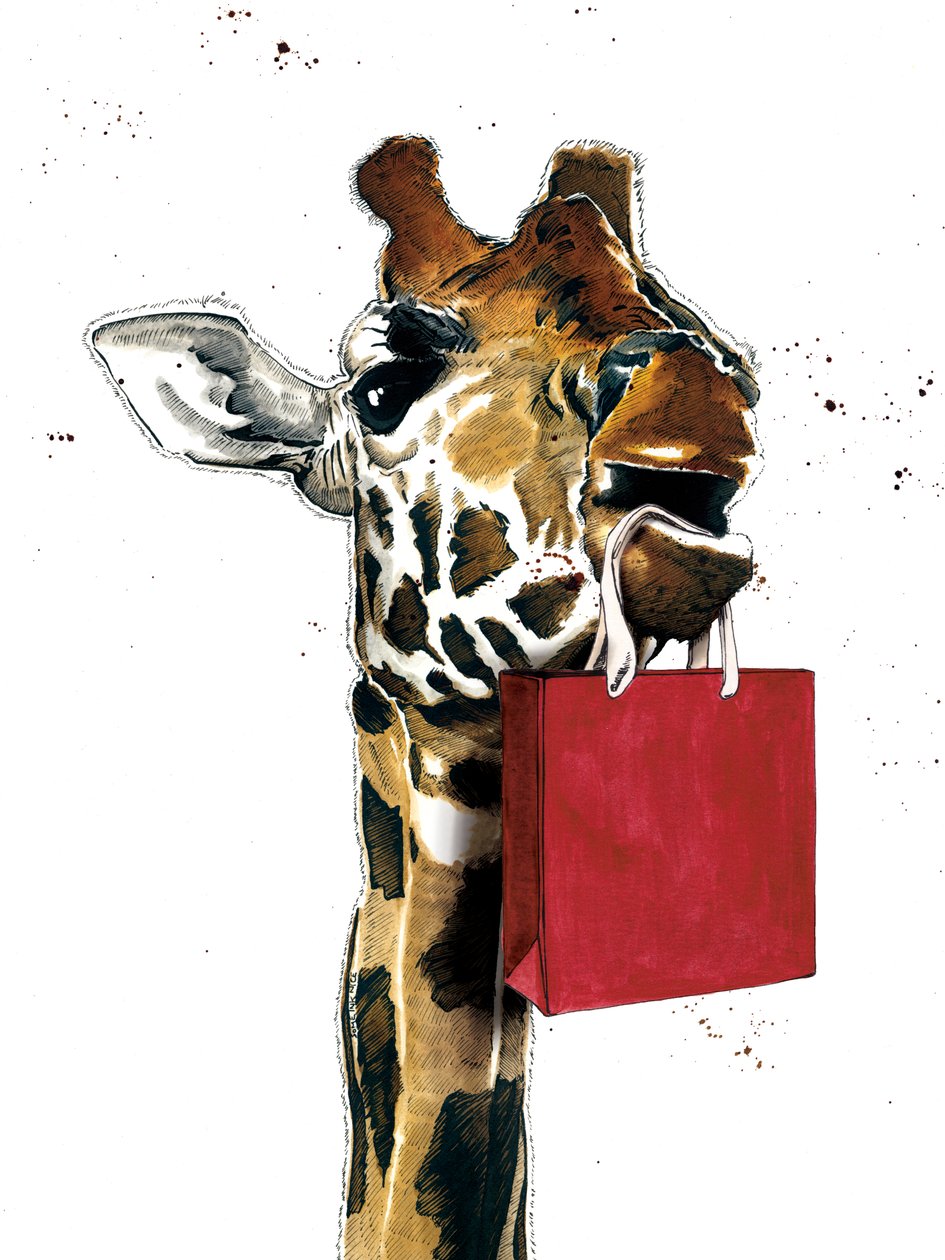 Födelsedag Giraffe on White, 2020 av Mike Davis