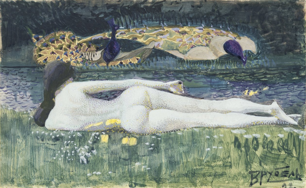 Lägger naken, 1902 av Mikhail Aleksandrovich Vrubel